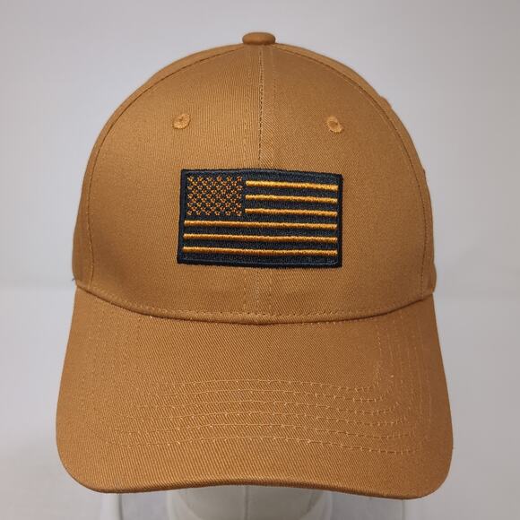 USA Flag Strapback Baseball Cap Brown One Size Adjustable Patriotic Idaho Ford - Picture 2 of 9